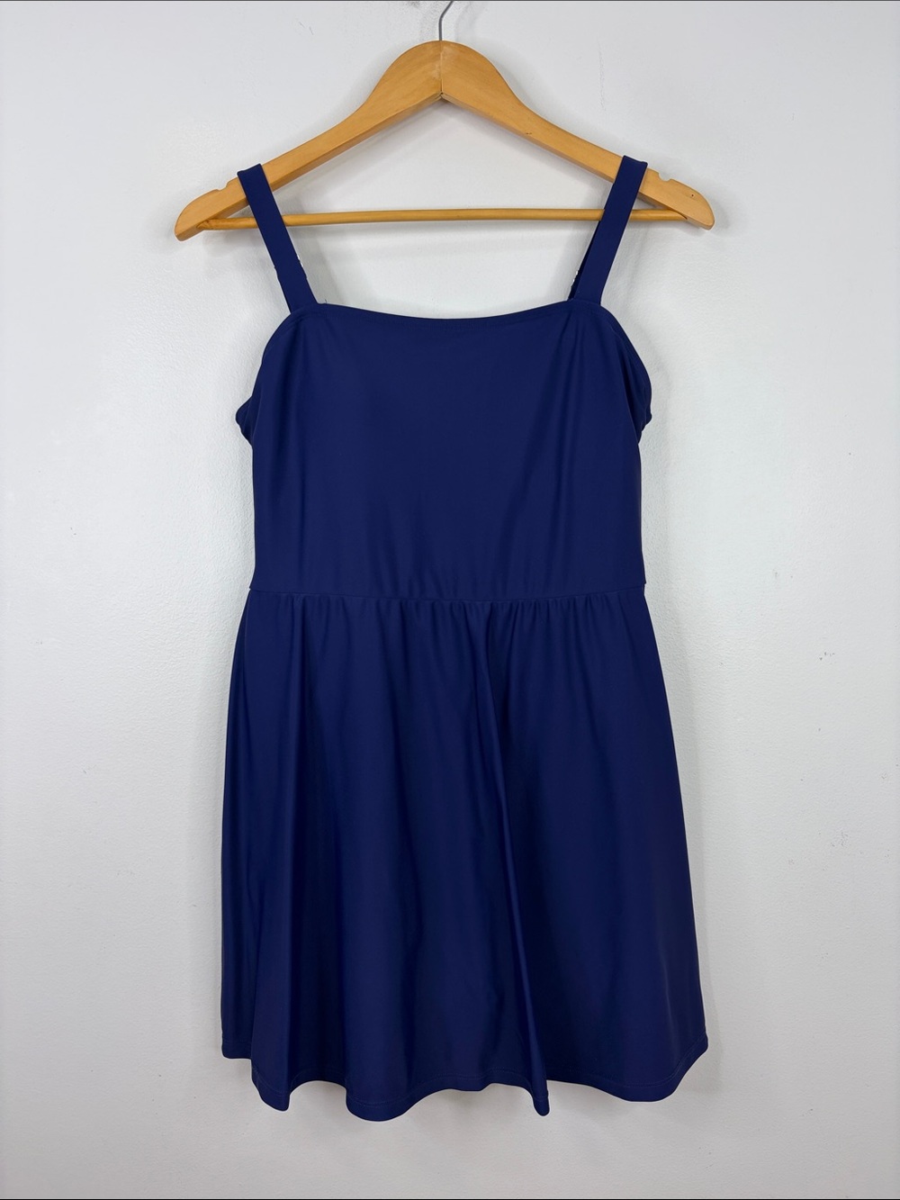 Modest Bathing Suit Womens Large Navy Blue Swimdress Swimsuit Shorts One Piece